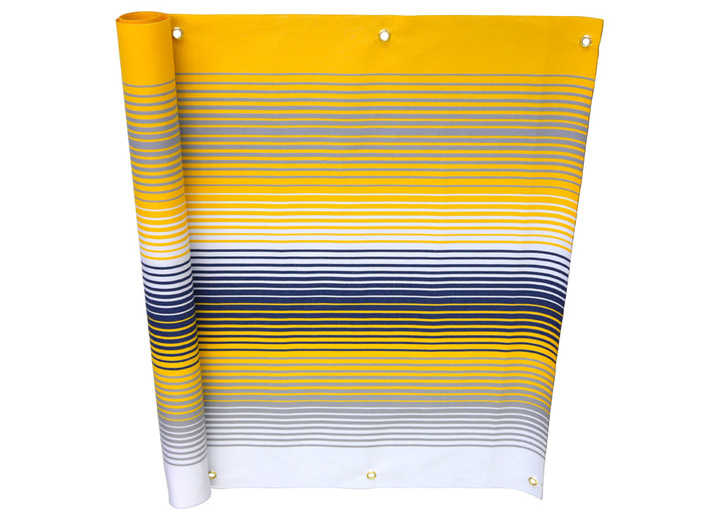 Sicht- & Sonnenschutz - Balkonbespannung mit Ösen und Schnur, in Größe 075 (Höhe 75 cm) bis 090 (Höhe 90 cm), in Farbe GELB-GRAU Ansicht 1