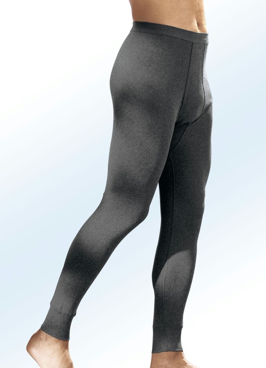 Slips & Unterhosen - Permatherm Zweierpack Unterhosen, lang, Winterwäsche, in Größe 004 bis 009, in Farbe 1X ANTHRAZIT MELIERT, 1X INDIGO MELIERT