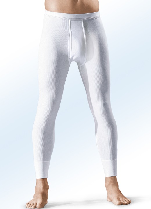 Slips & Unterhosen - Hermko Zweierpack Unterhosen aus Doppelripp mit Eingriff, weiß, in Größe 005 bis 013, in Farbe WEISS