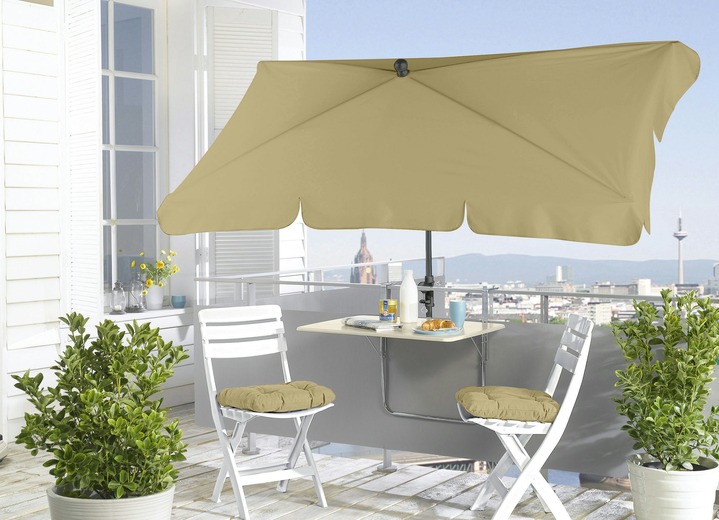 Sicht- & Sonnenschutz - Höhenverstellbarer Balkonschirm mit Knickmechanismus, in Farbe SAND Ansicht 1