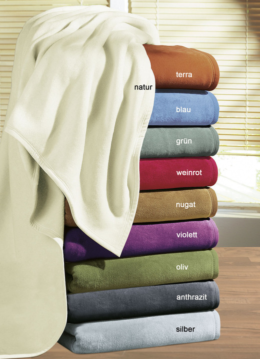 Decken - Hochwertige Schlafdecke, 2er-Set, mit Veloursband-Einfassung, von Borbo, in Farbe ANTHRAZIT