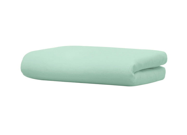 Spannbetttücher - Biber-Betttuch aus Baumwolle, in Größe 031 (2 Betttücher, 150/250 cm) bis 032 (1 Betttuch, 220/270 cm), in Farbe JADE Ansicht 1