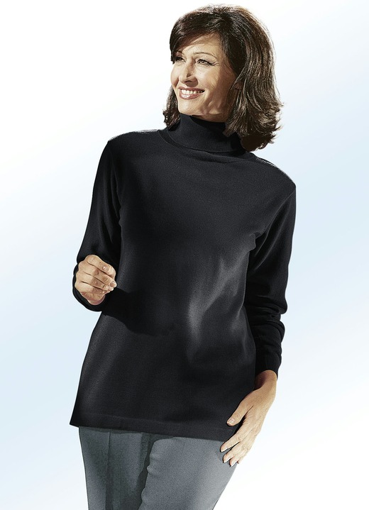 Langarm - Kombifreundlicher Pullover, in Größe 038 bis 060, in Farbe SCHWARZ Ansicht 1