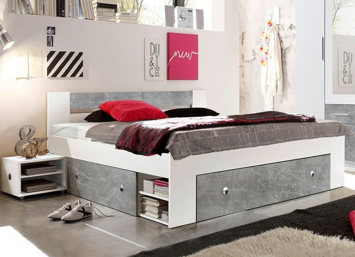 Praktisches Futonbett in Beton-Weiß - Betten | BADER