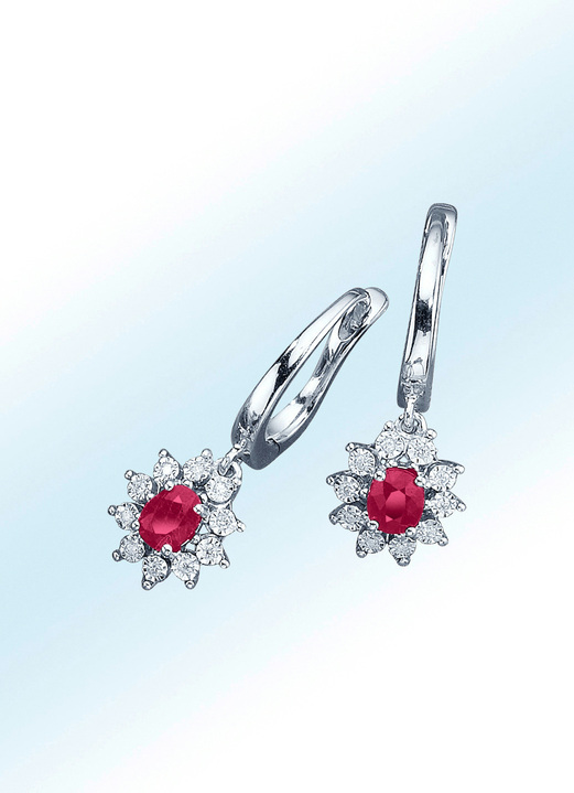 Ohrringe mit echt Rubin und Diamanten - Damen-Edelsteinschmuck | BADER