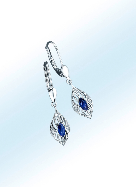 Ohrringe mit Brillanten und echten blauen Safiren - Damen-Edelsteinschmuck  | BADER