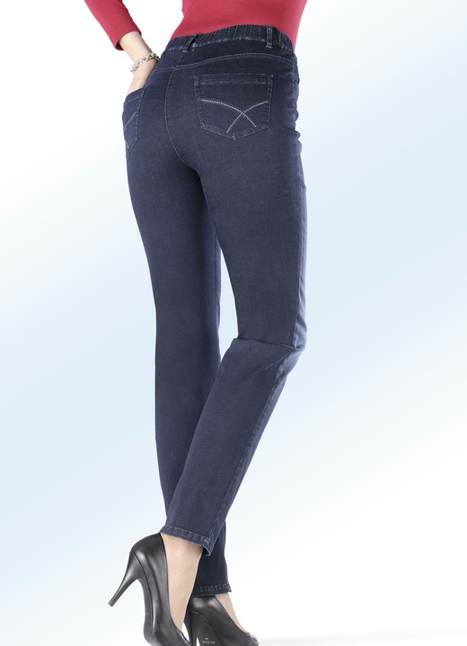 Hosen - Superbequeme Jeans in 5-Pocket-Form, in Größe 018 bis 054, in Farbe DUNKELBLAU Ansicht 1