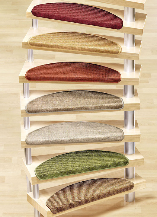 Läufer & Stufenmatten - Stufenmatten, 15er-Pack, aus echt Sisal - die reine Natur, in Farbe ROT Ansicht 1
