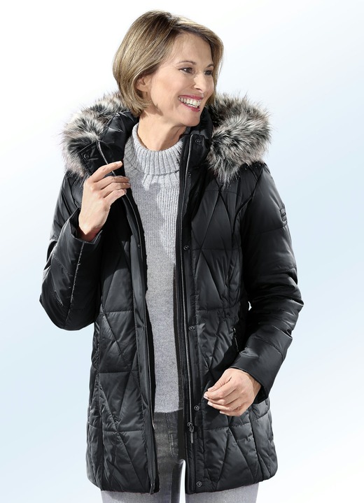 Winterjacken - Jacke mit abnehmbarem Kunstpelz-Besatz, in Größe 040 bis 060, in Farbe SCHWARZ Ansicht 1