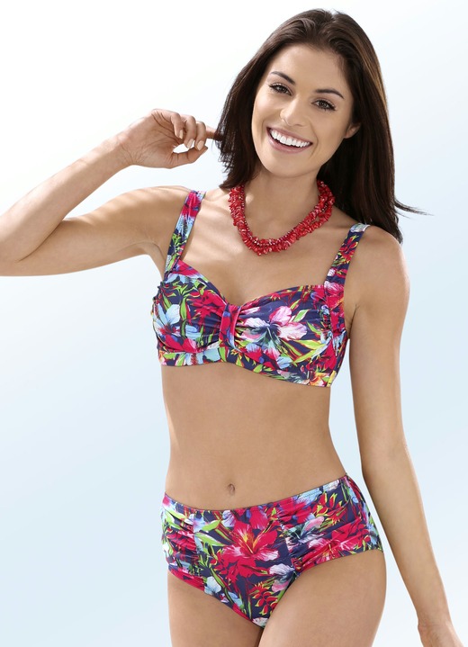 Bikini mit herausnehmbaren Softschalen, Zierschlaufe und Druckdessin  allover - Bade- & Strandmode | BADER
