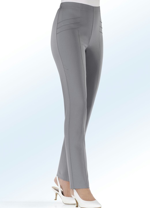 Hosen - Hose mit hübscher Biesenzier, in Größe 019 bis 245, in Farbe MITTELGRAU Ansicht 1