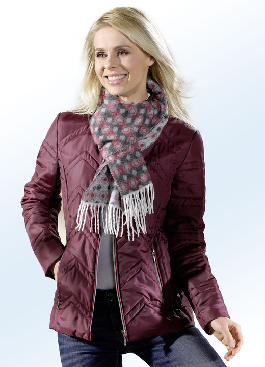 Winterjacken - Jacke mit seitlicher Längssteppung, in Größe 036 bis 052, in Farbe BURGUND-SCHWARZ Ansicht 1