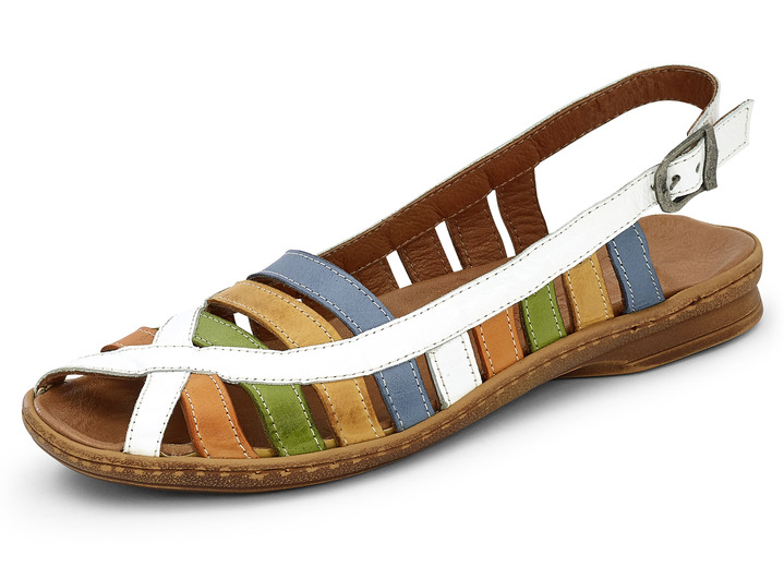 Sandaletten & Pantoletten - Freche Riemchen-Sandalette in 2 Farben, Weite G, in Größe 036 bis 042, in Farbe WEISS-BUNT