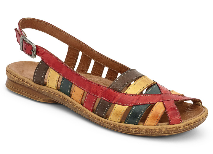 Sandaletten & Pantoletten - Freche Riemchen-Sandalette in 2 Farben, Weite G, in Größe 036 bis 042, in Farbe ROT-BUNT Ansicht 1