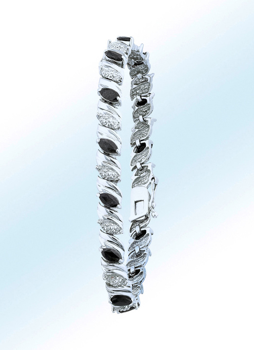 Edles Damen-Armband mit schwarzen Safiren - Damen-Silberschmuck | BADER