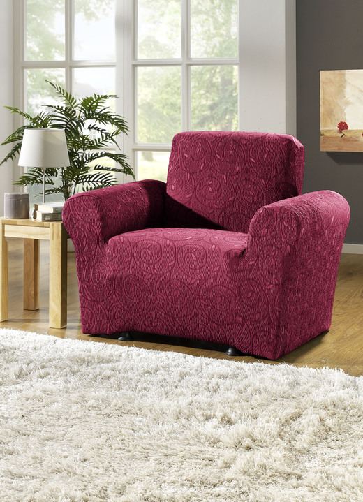Sessel- & Sofaüberwürfe - Stretchbezüge mit optimaler Passform, in Größe 101 (Sesselbezug) bis 112 (Clubsessel-Bezug), in Farbe ROT Ansicht 1