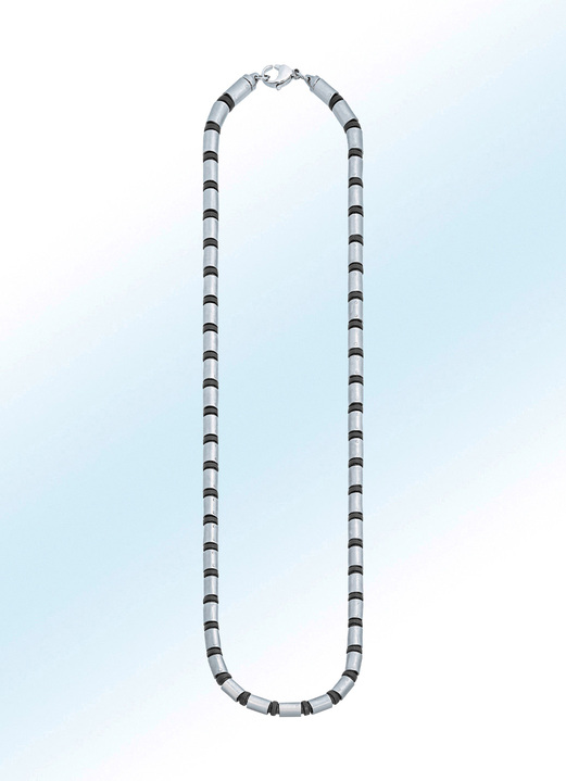 Moderne Edelstahl-Halskette mit Kautschuk - Herren-Modeschmuck | BADER