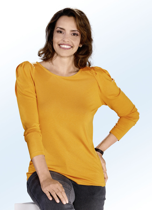 Shirts - Shirt mit Schulterpolster, in Größe 040 bis 046, in Farbe MESSING