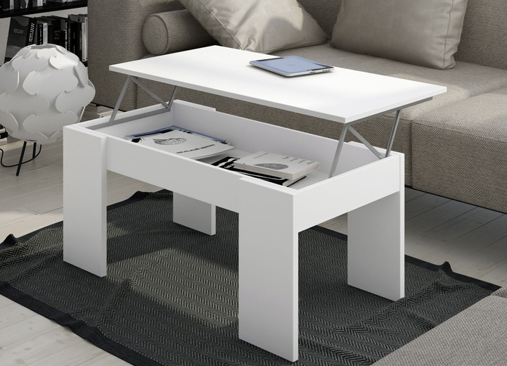 Couchtisch mit hochklappbarer Tischplatte und Staufach - Tische | BADER