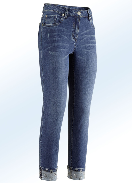 Edel-Jeans mit hübschem Gllitzersteinchnbesatz - Hosen | BADER