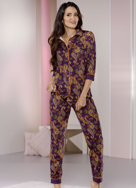 Laurina Schlafanzug mit durchgehender Knopfleiste - Nachtwäsche | BADER