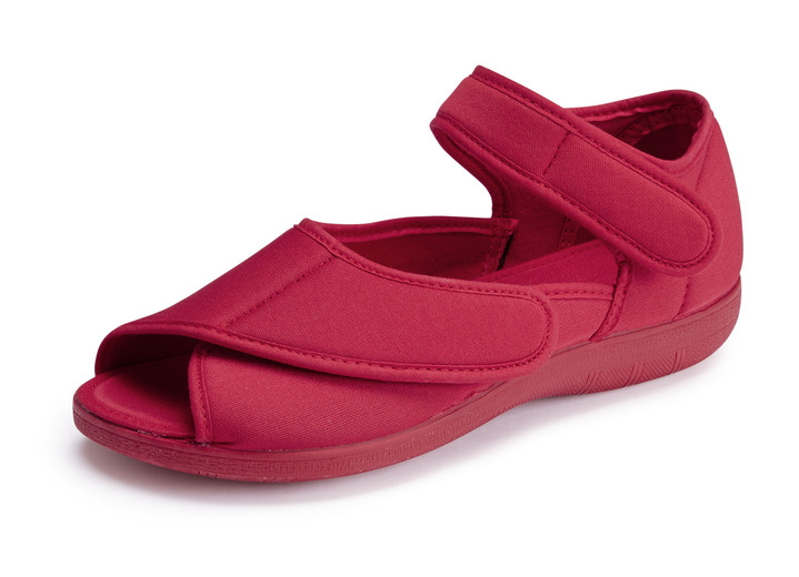 Sandaletten & Pantoletten - Klett-Sandale aus elastischem Textilmaterial, in Größe 035 bis 042, in Farbe ROT Ansicht 1