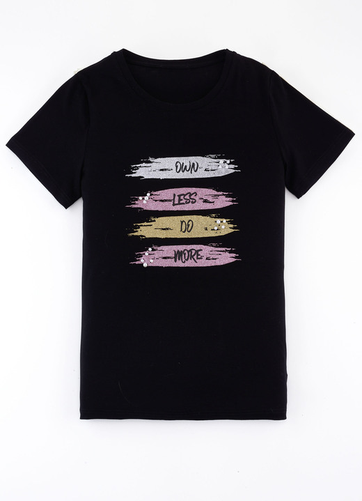Shirts - Shirt mit effektvollem Glimmer-Druck in 2 Farben, in Größe 034 bis 050, in Farbe SCHWARZ Ansicht 1