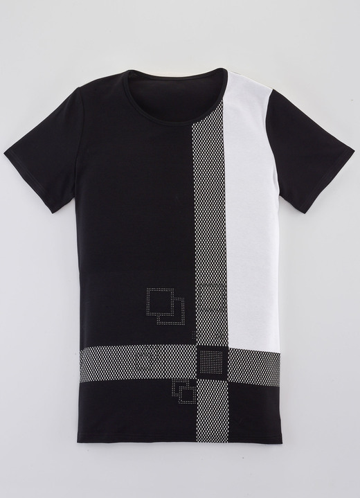 Shirts - Shirt in Farb- und Muster-Mix in 2 Farben, in Größe 038 bis 052, in Farbe SCHWARZ-WEISS Ansicht 1