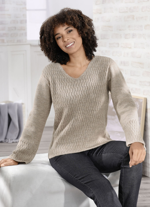 Basics - Pullover in superweichem Griff, in Größe 036 bis 052, in Farbe BEIGE MELIERT