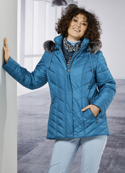 Winterjacken - Jacke mit abnehmbarer Kapuze, in Größe 036 bis 052, in Farbe PETROL Ansicht 1