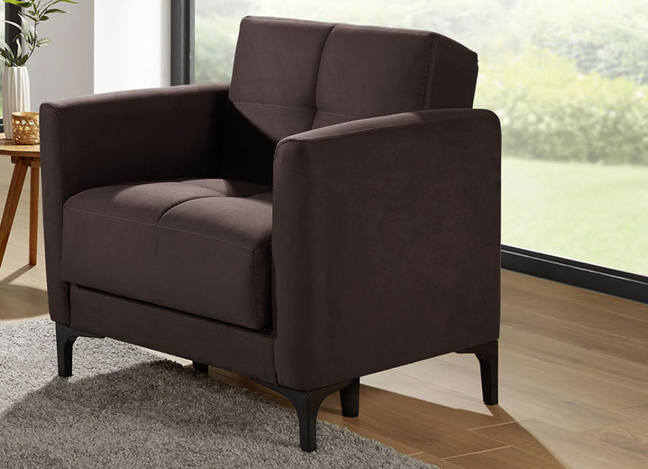 Polstergruppen - Polstermöbel mit Stauraum und Liegefunktion, in Farbe BRAUN, in Ausführung Sessel mit Bettfunktion Ansicht 1
