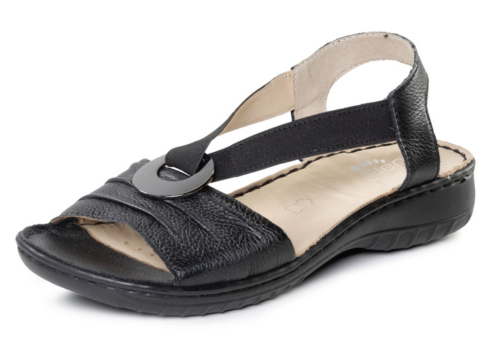 Sandaletten & Pantoletten - ELENA EDEN Sandale mit edlem Metallschmuck, in Größe 3 1/2 bis 8, in Farbe SCHWARZ Ansicht 1