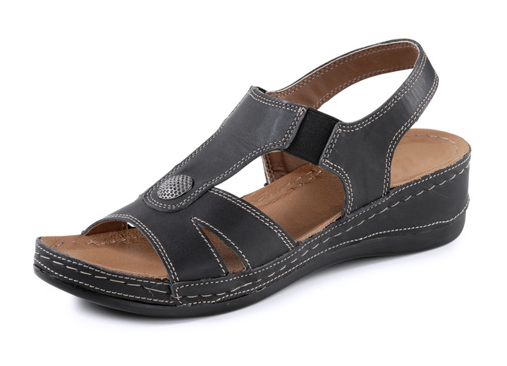 Sandaletten & Pantoletten - ELENA EDEN Sandale aus Nappaleder mit Metallschmuck, in Größe 036 bis 041, in Farbe SCHWARZ Ansicht 1