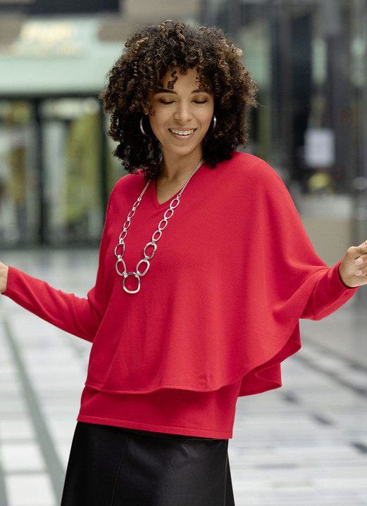 Basics - Pullover in 2-Lagen-Look, in Größe 036 bis 052, in Farbe ROT Ansicht 1