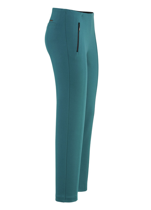 Hosen in Schlupfform - Jerseyhose mit Reißverschluss-Taschen, in Größe 018 bis 052, in Farbe PETROL Ansicht 1