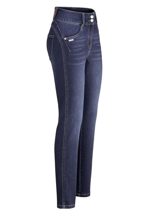 Hosen mit Knopf- und Reißverschluss - Shaping-Jeans in 4-Pocket-Form, in Größe 017 bis 050, in Farbe DUNKELBLAU Ansicht 1