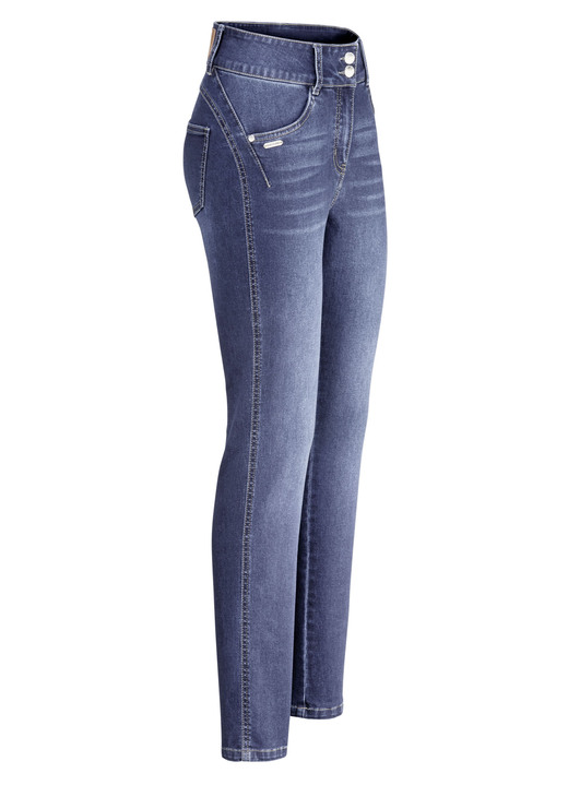 Hosen mit Knopf- und Reißverschluss - Shaping-Jeans in 4-Pocket-Form, in Größe 017 bis 050, in Farbe JEANSBLAU Ansicht 1