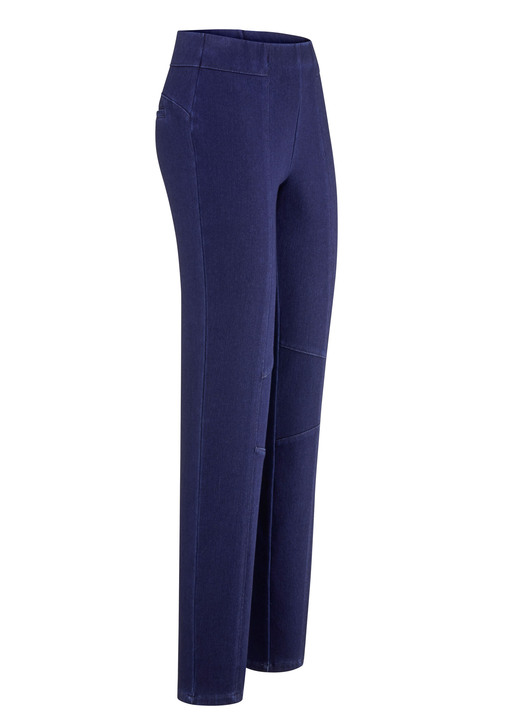 Hosen in Schlupfform - Jersey-Hose in Denim-Optik, in Größe 018 bis 052, in Farbe DUNKELBLAU Ansicht 1