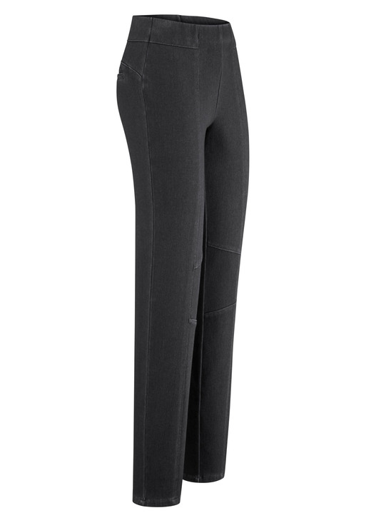 Hosen in Schlupfform - Jersey-Hose in Denim-Optik, in Größe 018 bis 052, in Farbe SCHWARZ Ansicht 1