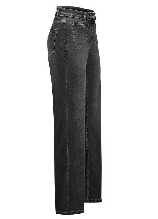 Hosen mit Knopf- und Reißverschluss - Jeans mit modischen Vordertaschen, in Größe 017 bis 050, in Farbe SCHWARZ Ansicht 1