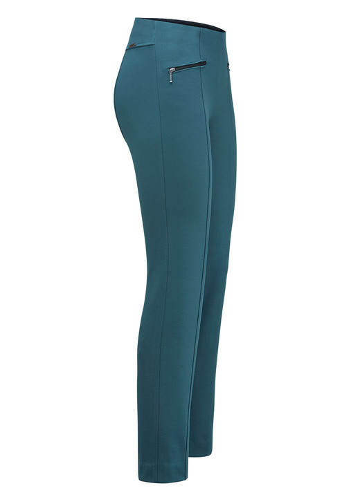 Hosen in Schlupfform - Hose mit Reißverschluss-Taschen, in Größe 018 bis 052, in Farbe PETROL Ansicht 1