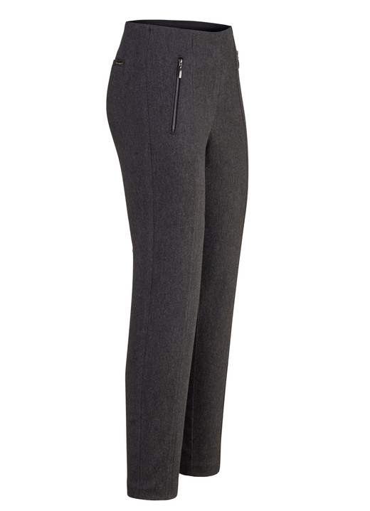 Hosen in Schlupfform - Hose mit Reißverschluss-Taschen, in Größe 018 bis 052, in Farbe ANTHRAZIT MELIERT Ansicht 1