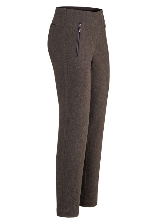 Hosen in Schlupfform - Hose mit Reißverschluss-Taschen, in Größe 018 bis 052, in Farbe COGNAC MELIERT Ansicht 1