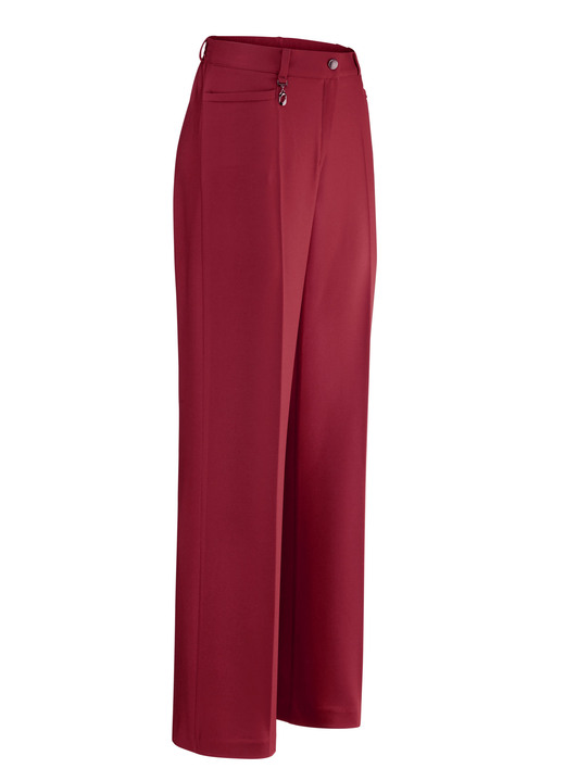 Hosen mit Knopf- und Reißverschluss - Elegante Hose mit apartem Zieranhänger, in Größe 019 bis 054, in Farbe ROT Ansicht 1