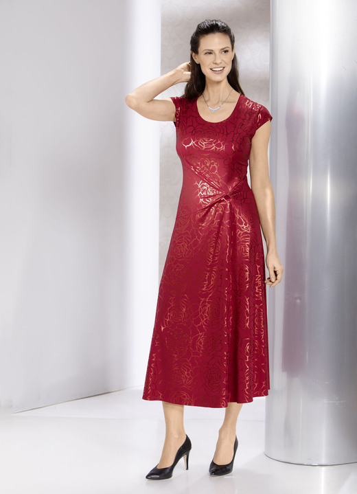 Abendmode - Kleid mit raffinierter Knotenoptik, in Größe 036 bis 054, in Farbe ROT Ansicht 1