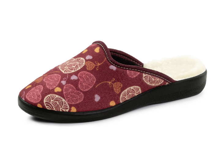 Hausschuhe - Zweierpack Pantoffeln aus bedrucktem Textilmaterial, in Größe 036 bis 042, in Farbe 1X BORDEAUX, 1X MARINE Ansicht 1