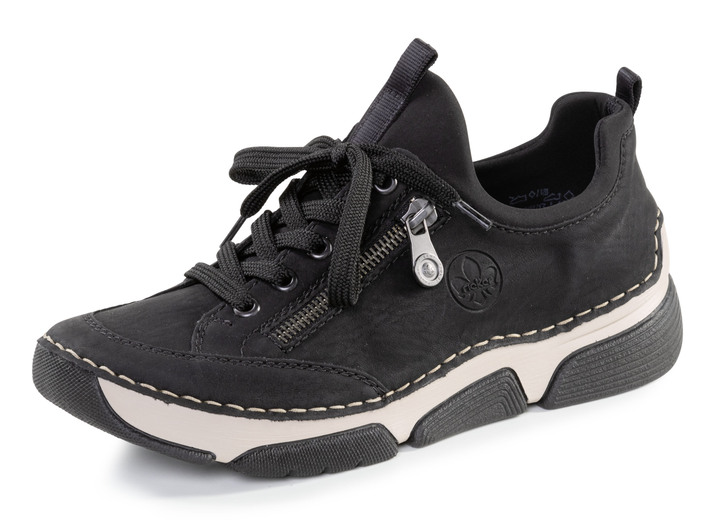 Slipper & Schnürschuhe - Rieker Sneaker aus schattiertem Synthetik und Textil, in Größe 036 bis 042, in Farbe SCHWARZ Ansicht 1