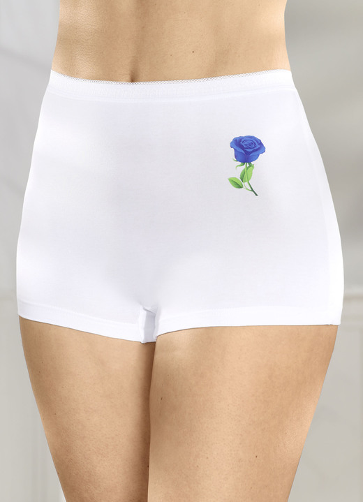 Slips - Viererpack Pants mit Blumenmotiv, in Größe 038 bis 052, in Farbe WEISS
