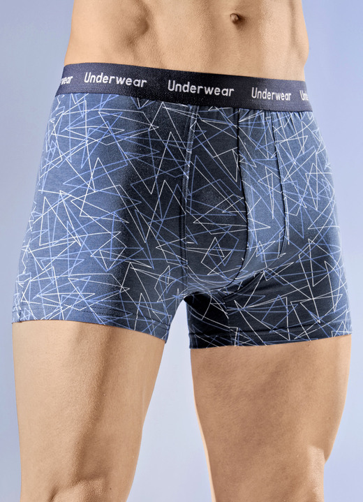 Pants & Boxershorts - Dreierpack Pants mit Elastikbund, in Größe 005 bis 011, in Farbe 2X BLAU-WEISS, 1X UNI BLAU