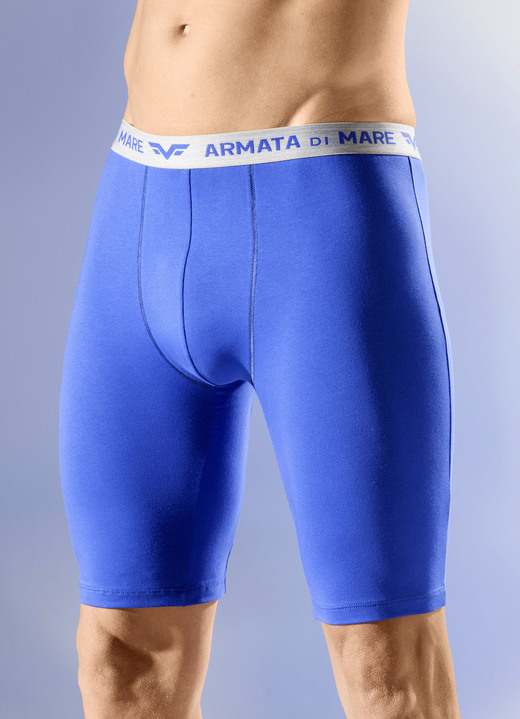Pants & Boxershorts - Dreierpack Longpants mit Elastikbund, in Größe 004 bis 010, in Farbe 2X ROYALBLAU, 1X GRAU MELIERT